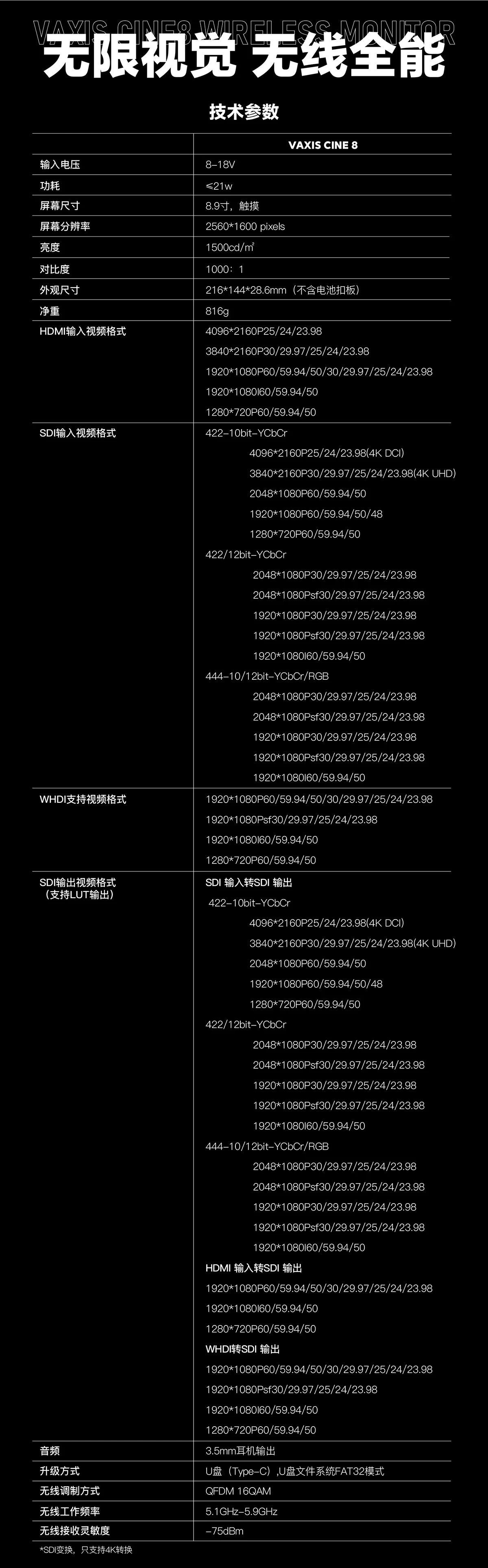威固 CINE 8无线监视器