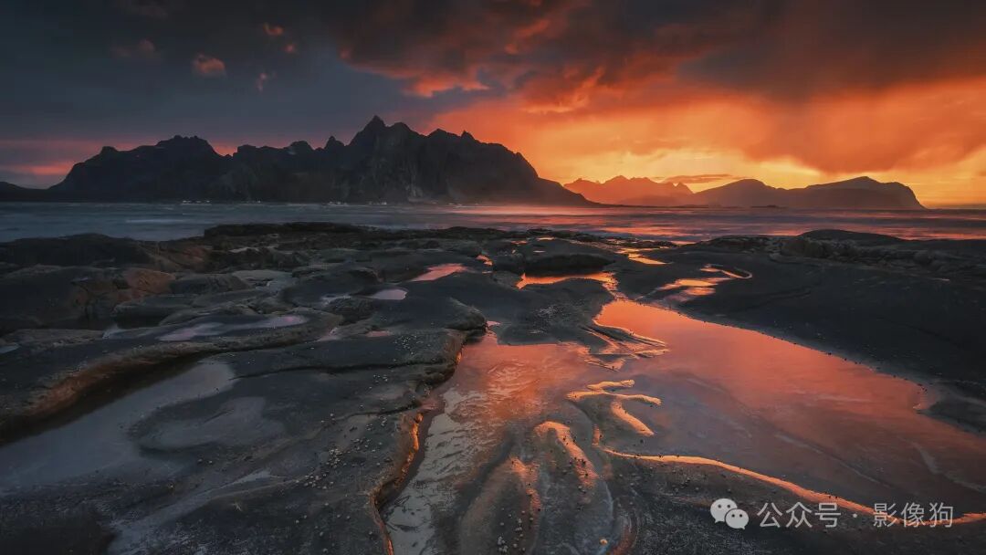 A blood red sunset on the Lofoten Islands