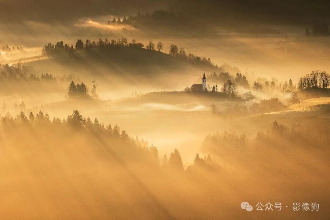 Atmospheric and foggy morning in Alpe Di Siusi in the Dolomites